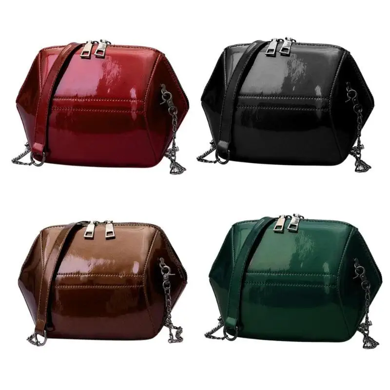 WEIXIER новая простая мини-сумка из лакированной кожи в стиле ретро с цепочкой через