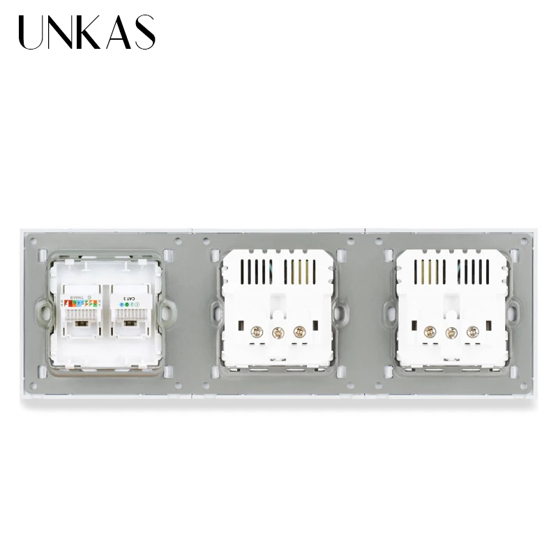 UNKAS пластиковая панель двойная французская стандартная розетка с 4 usb портом для