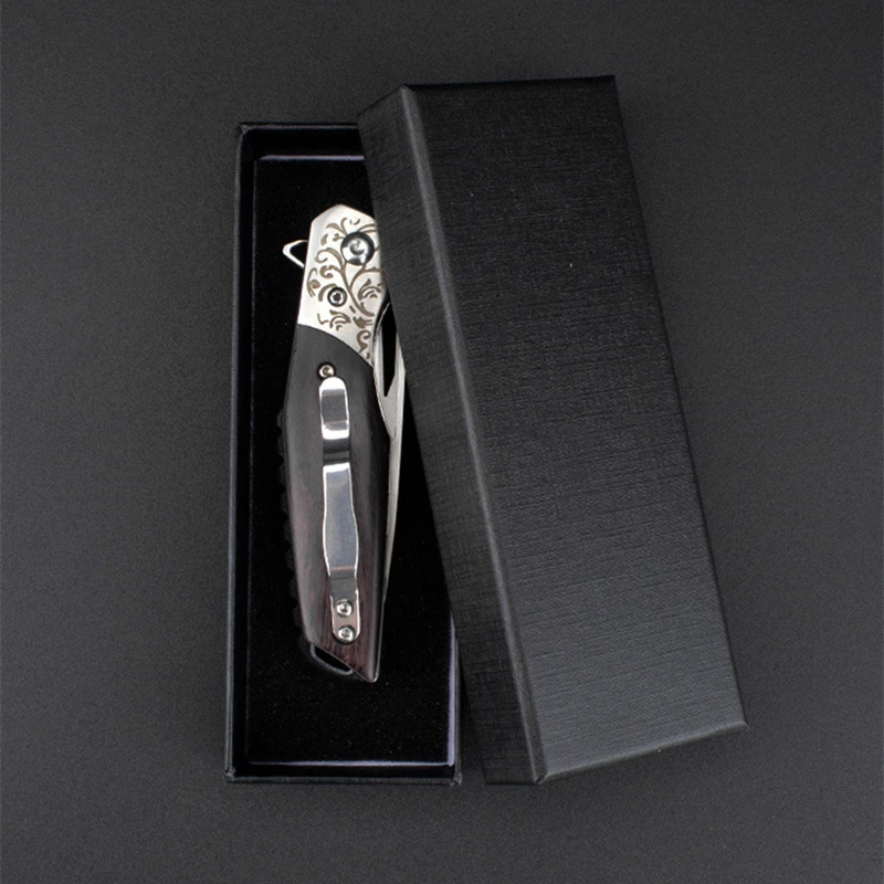 

Hunting Folding Knife D2 Steel Wooden Handle High Hard Sharp Outdoor Camping Tactical Pocket Adventure Survival Self Defense EDC