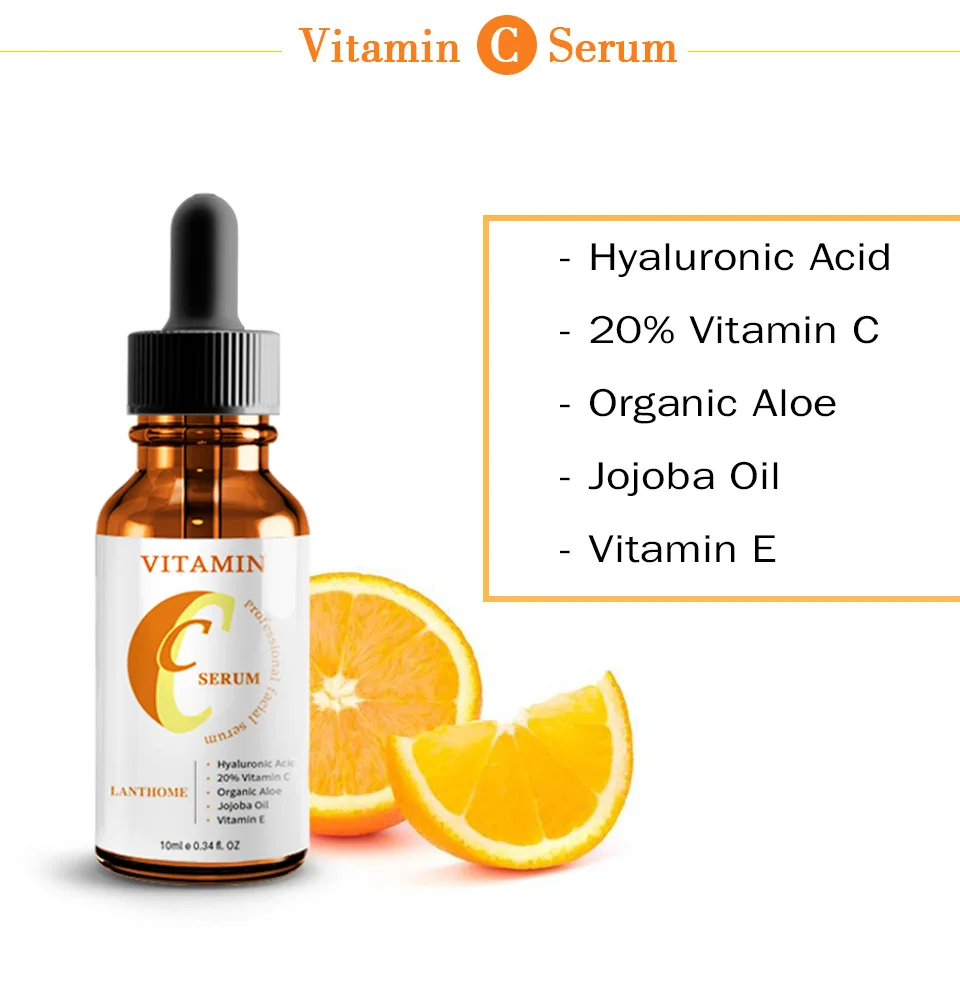 

Vitamin C Pure Hyaluronic Acid Face Serum Anti Aging Whitening Essential Moisturizing Facial Essence Skin Face Care