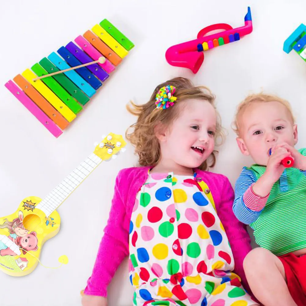 

Imitation Guitar Cartoon Guitar Funny Play Ukulele Musical Instrument Simulate Playable Guitar Educational Mus