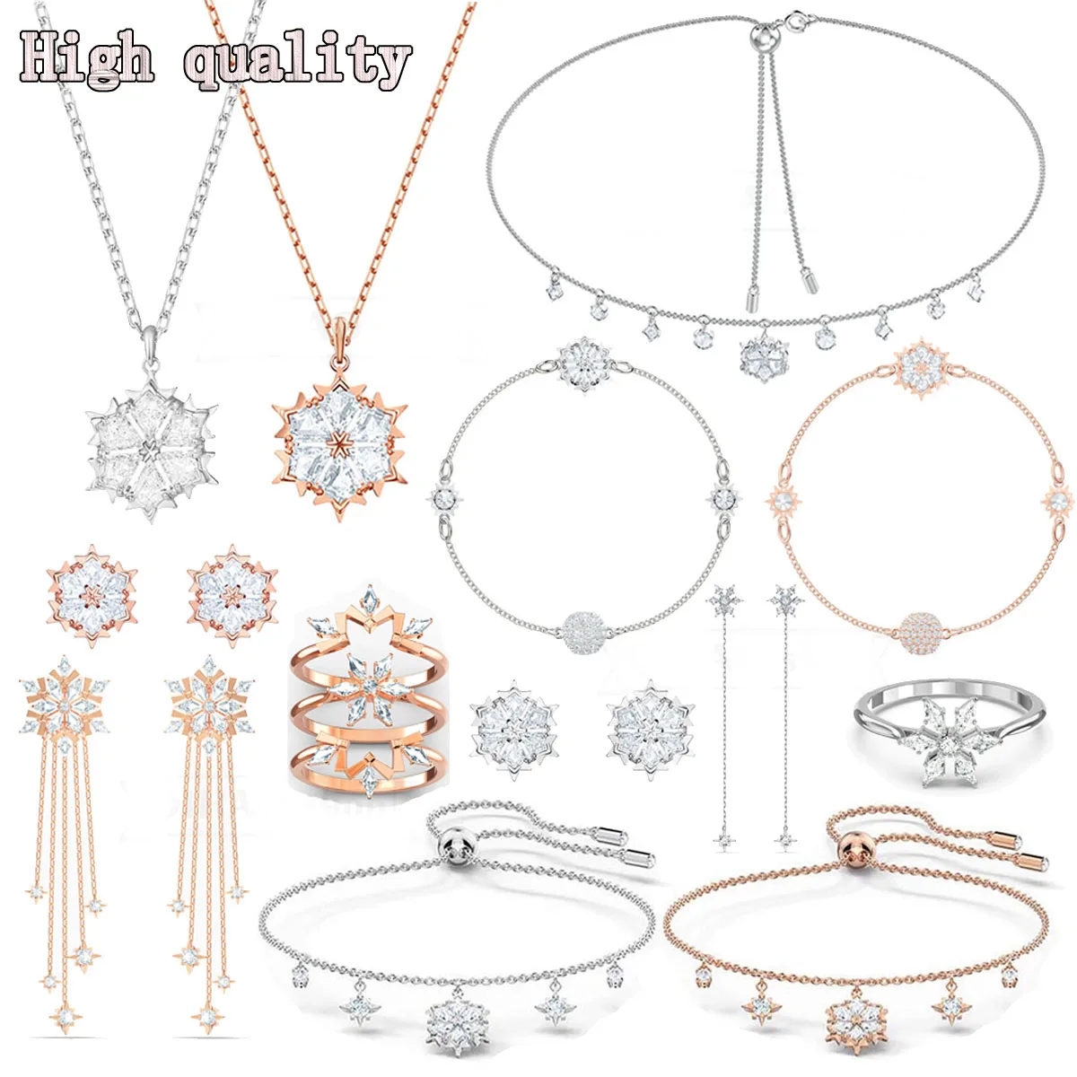 

Fashion Jewelry High Quality SWA Exquisite Crystal Snowflake Fragment Design Charm Temperament Women's Necklace