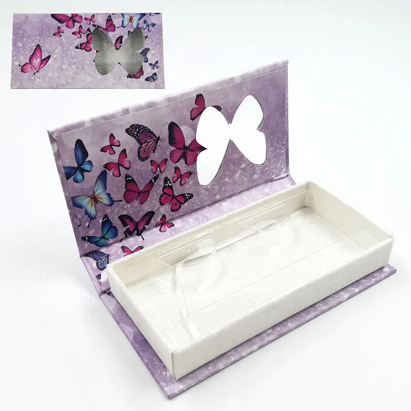 

Wholesale Lash Boxes Packaging Eyelash Box Package Custom Rectangle Window Pink Butterfly Eyelash Storage Case Vendors