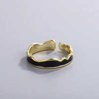 simple fashion irregular wave pattern ring with gold plated opening adjustable ring charm womens birthday party jewelry gift