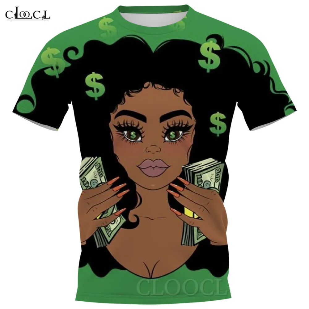 

CLOOCL Cartoon Girls Print T-shirts Men Clothing Africa Tan Ladies Casual Streetwear Short Sleeve Harajuku T Shirts Women Tops