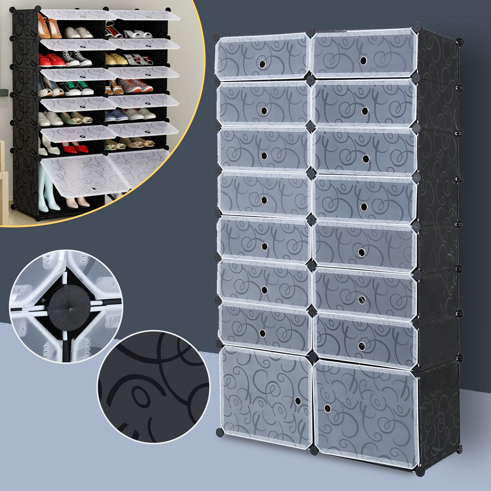 

16pcs Transparent Shoe Box Plastic Snakers Shoe Storage Rack Superimposed Combination Shoe Cabinet Organizer
