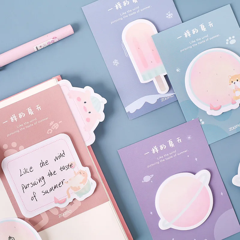 

The Summer Series Creative Simple Cartoon Cute Message Sticky Note Memo Pad Diary Stationery Flakes Scrapbook Decorative