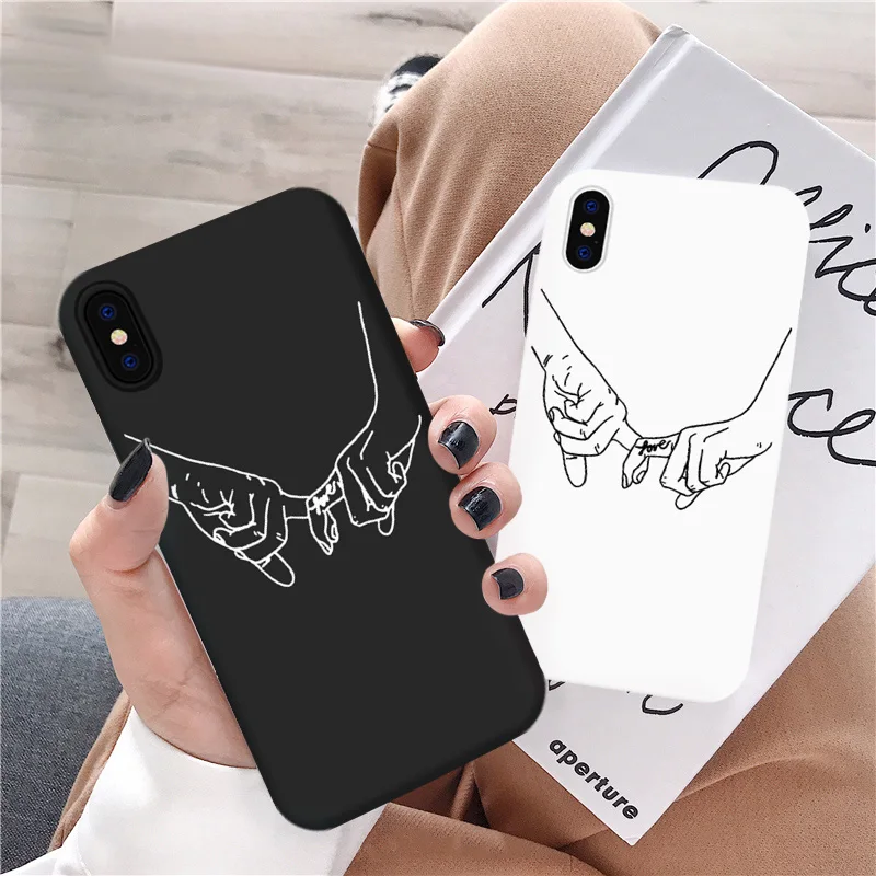 GYKZ милый чехол для влюбленных пар iPhone X XS MAX 11 Pro XR 7 8 6 6s Plus черный белый мягкий
