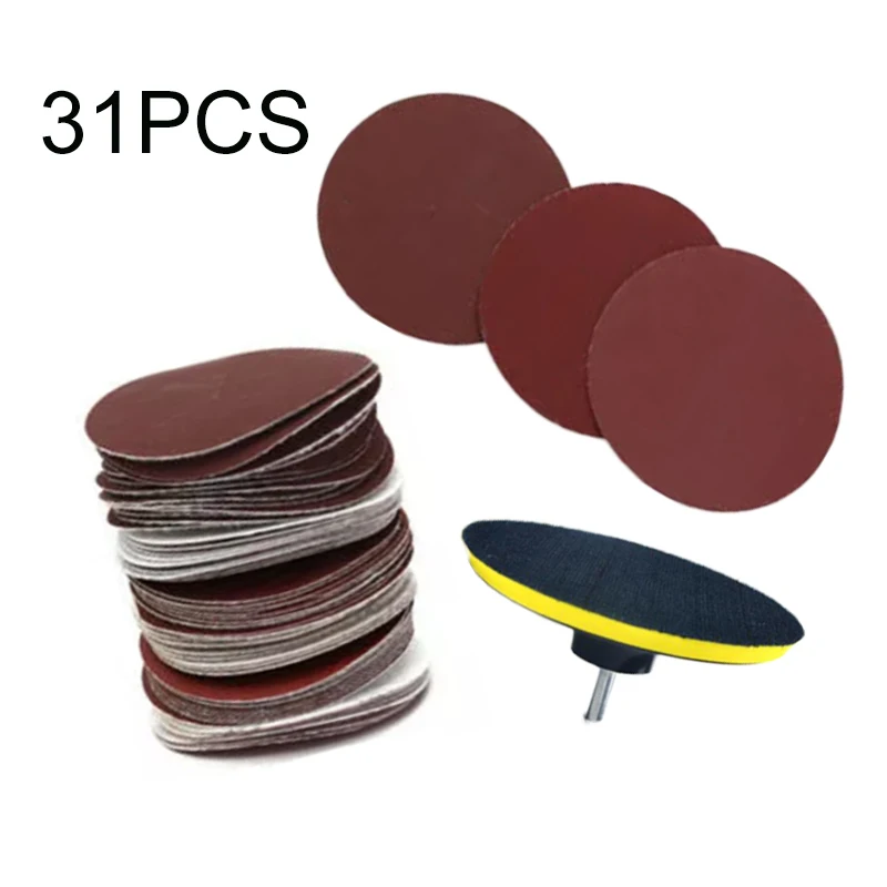 

30pcs Sandpapers Disc 10-120 Grits Sanding Pad Hook Loop Polishing Woodworking