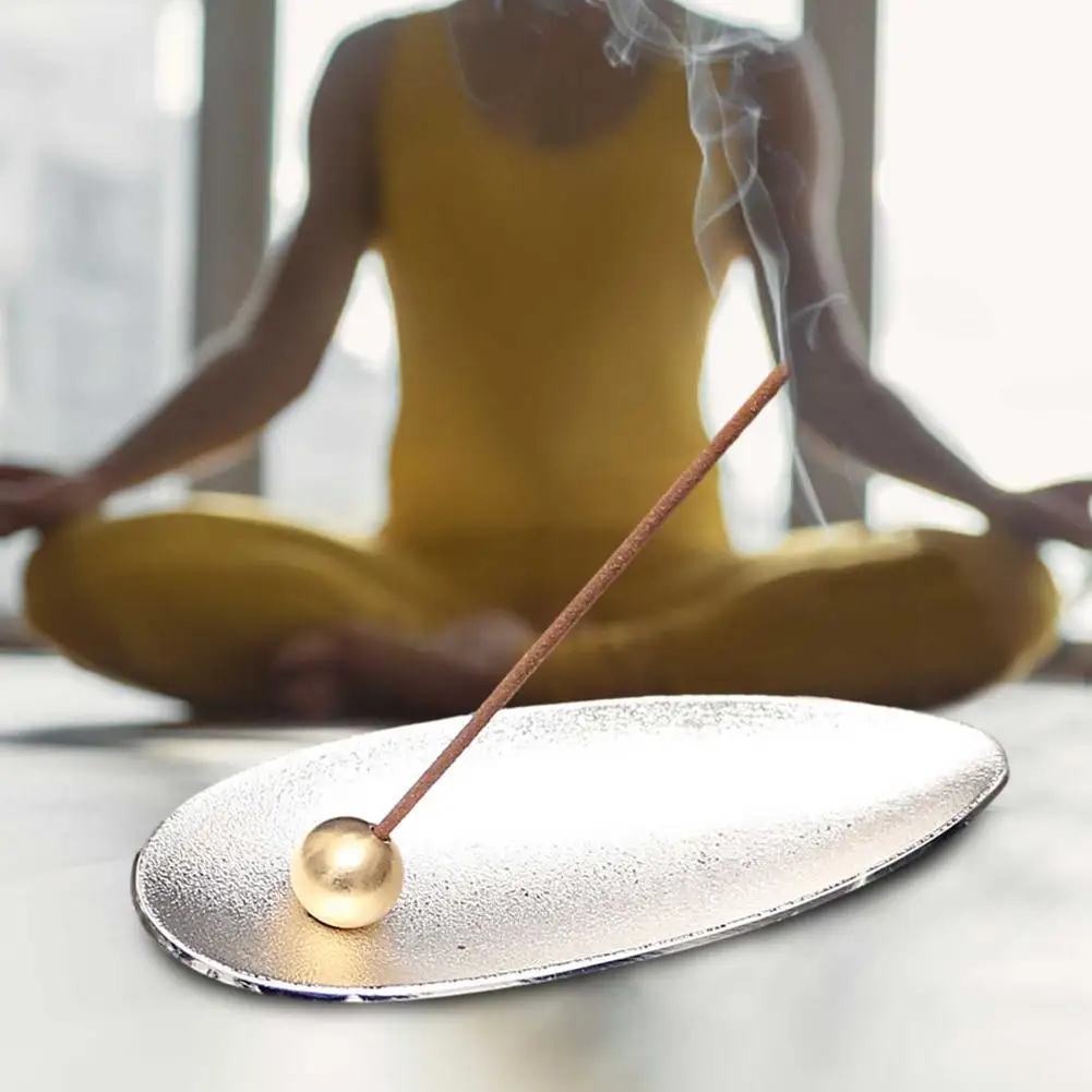 Incense Insert Japanese Style White Red Copper Striped Portable Silver Surface For Home Tea House Yoga Accessorie