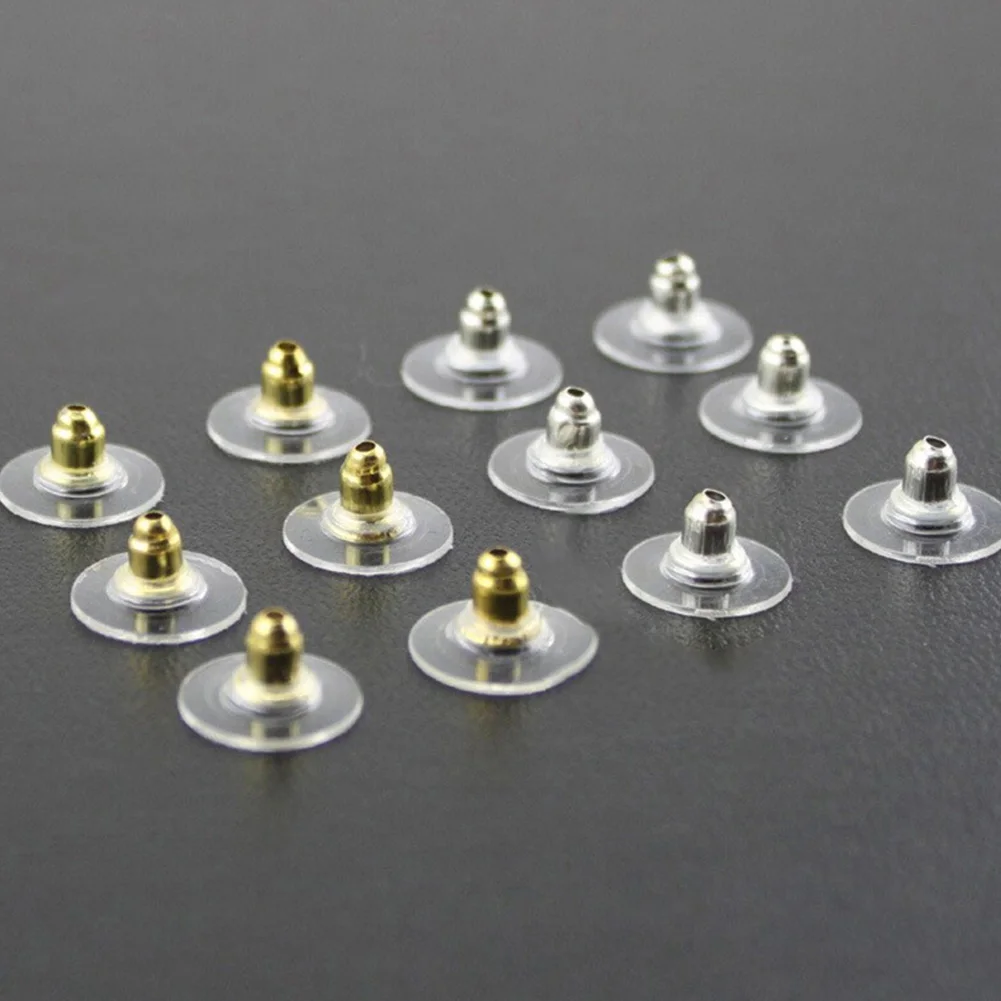 100 Pcs Backstops Safety Stud Jewelry Round Soft Stoppers Earring Backs DIY Ear Plugging Pads Caps Blocked Clear | Украшения и