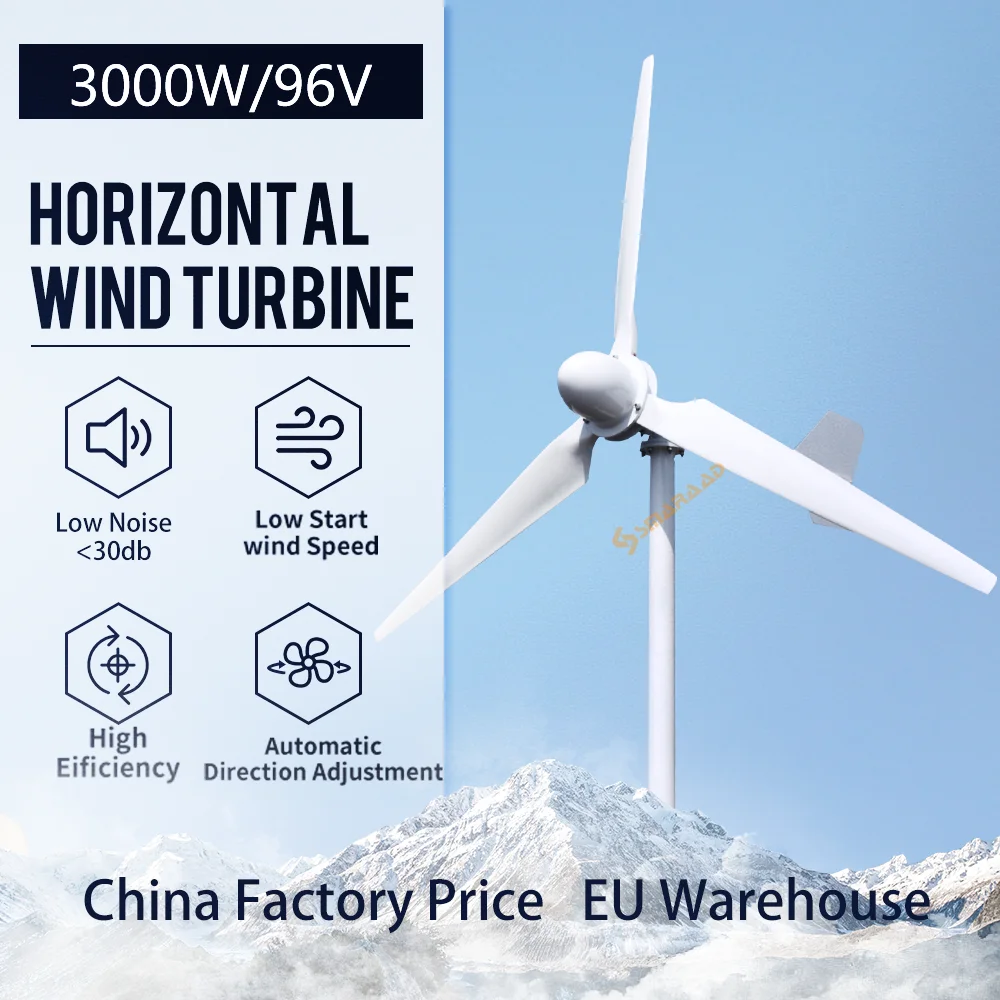 China Factory 3KW 5KW 10KW 48v 96V 220V Wind Turbine Maglev Generator Auto MPPT Controller On Grid System Alternative Energy