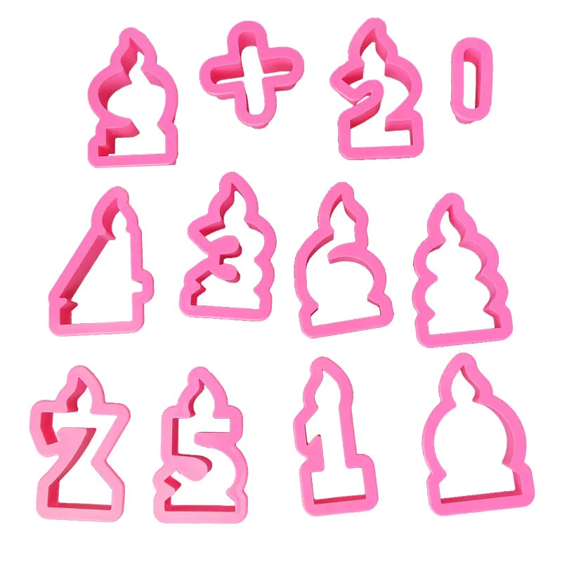 

12Pcs Digital Number Candle Birthday Biscuit Fudge Cookie Cutter Chocolates Cake Mold Fondant Soap Printing Kitchen Baking Tools