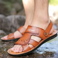 big size 47 men leather sandals summer classic men shoes slippers soft sandals men roman comfortable outdoor walking footwear