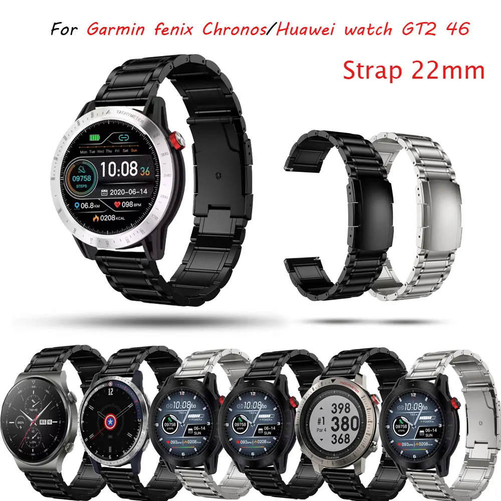 

Ремешок для часов из титанового сплава, 22 мм браслет для Garmin Fenix Chronos/Vivoactive 4/CAME 2/Huawei Watch Gt2 46/2 Pro/Gt 2E/Watch3
