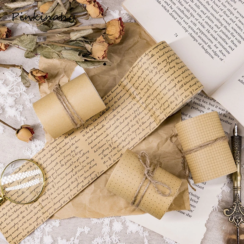 7 см * 5 м крафт бумага поперечный основы линия серия Декоративный скотч с принтом