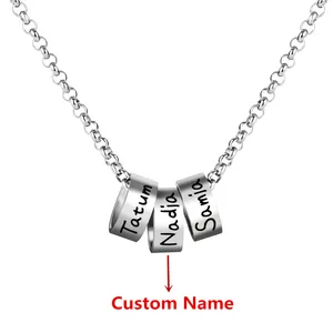 Мужские персонализированные ожерелья-цепочки из нержавеющей стали с индивидуальными бусинами гравировка 1-7 наименований кулон ожерелье мужское ювелирное изделие подарок