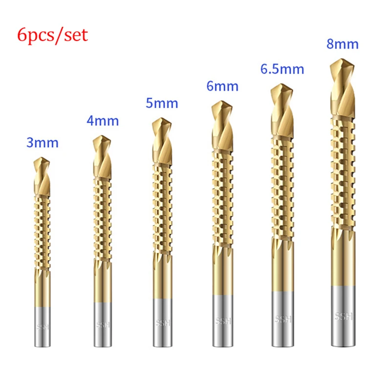 

6Pc/Set Cobalt Drill Bit Set Spiral Screw Metric Composite Tap Drill Bit Tap Twist Drill Bit Set Multi-function Metal Special