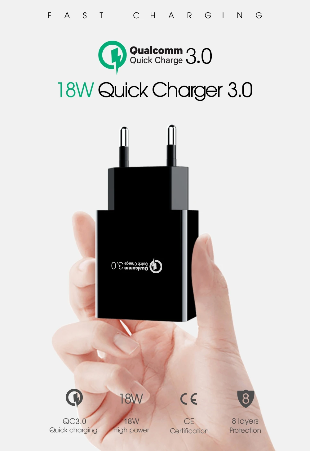 Vothoon 18 Вт Quick Charge 3,0 USB зарядное устройство для samsung S9 Xiaomi huawei QC 3,0 быстрое зарядное устройство для путешествий настенное зарядное устройство для мобильного телефона ЕС