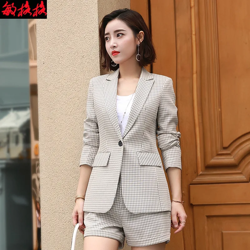 Осенний модный клетчатый Костюм Повседневный с длинными рукавами