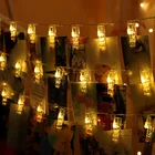 Светодиодная гирлянда с держателем для карт и фото, Сказочная гирлянда, лампа для дома, Рождественское украшение, рождественский подарок, с новым годом 2022