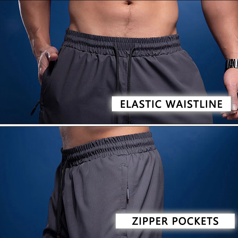 

Zipper Pockets Thin Sport Pants Men Summer Running Pants Outdoor Soccer Training Jogging Fitness Pants