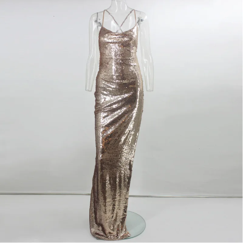 Женское длинное платье с блестками Fuedage Клубное макси открытой спиной и