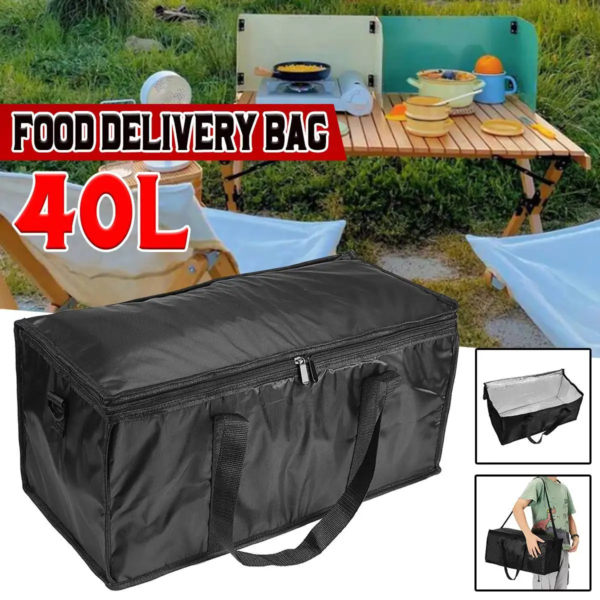 

40L Thicken Folding Fresh Keeping Waterproof Nylon Lunch Bag Cooler Bag For Steak Insulation Thermal Bag Insulation Ice Pack