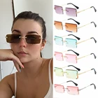 Дорожные винтажные женские летние стильные женские очки UV400 Квадратные Солнцезащитные очки без оправы Женские Ретро многоугольные серые градиентные солнцезащитные очки