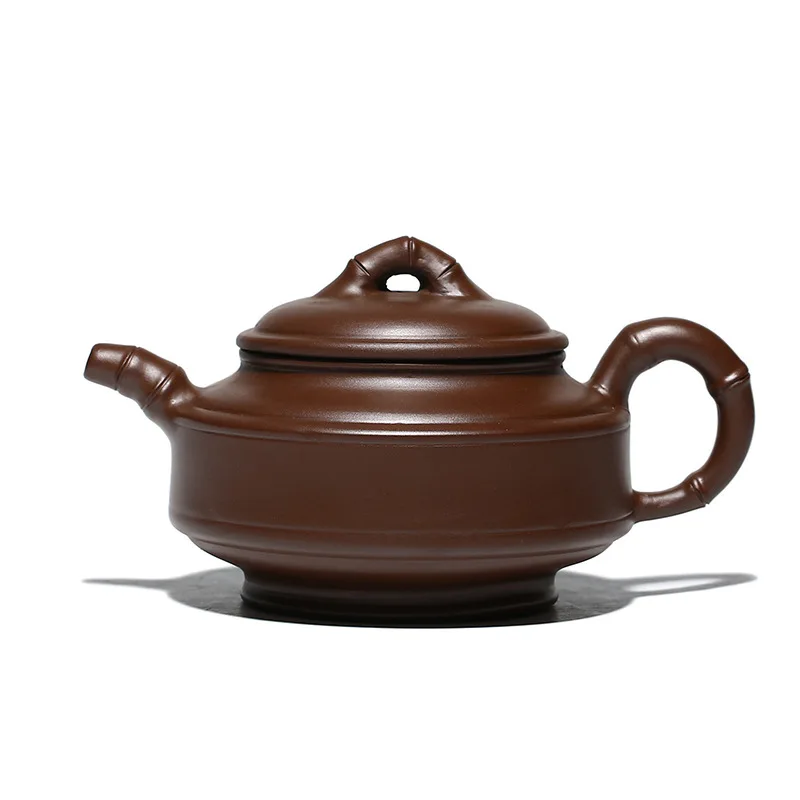 

Double line bamboo drum teapot raw ore purple clay Kungfu teapot Yixing purple clay teapot