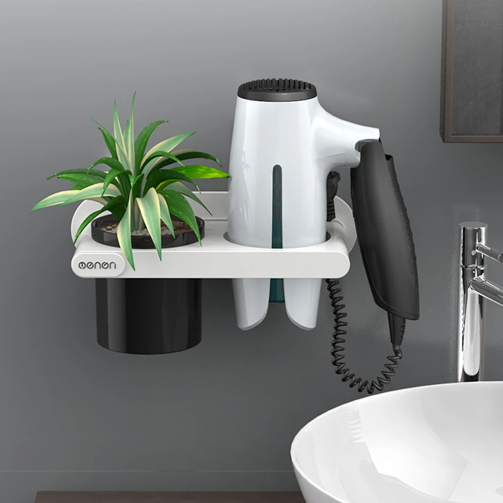Настенный держатель для сушилки полка-органайзер сушки волос в ванную комнату |