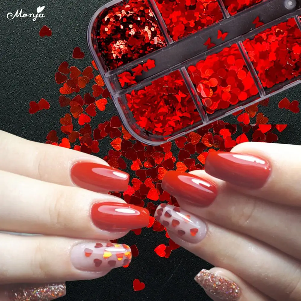 Monja 12 ячеек в коробке смешанный стиль дизайн ногтей луна звезда золотые