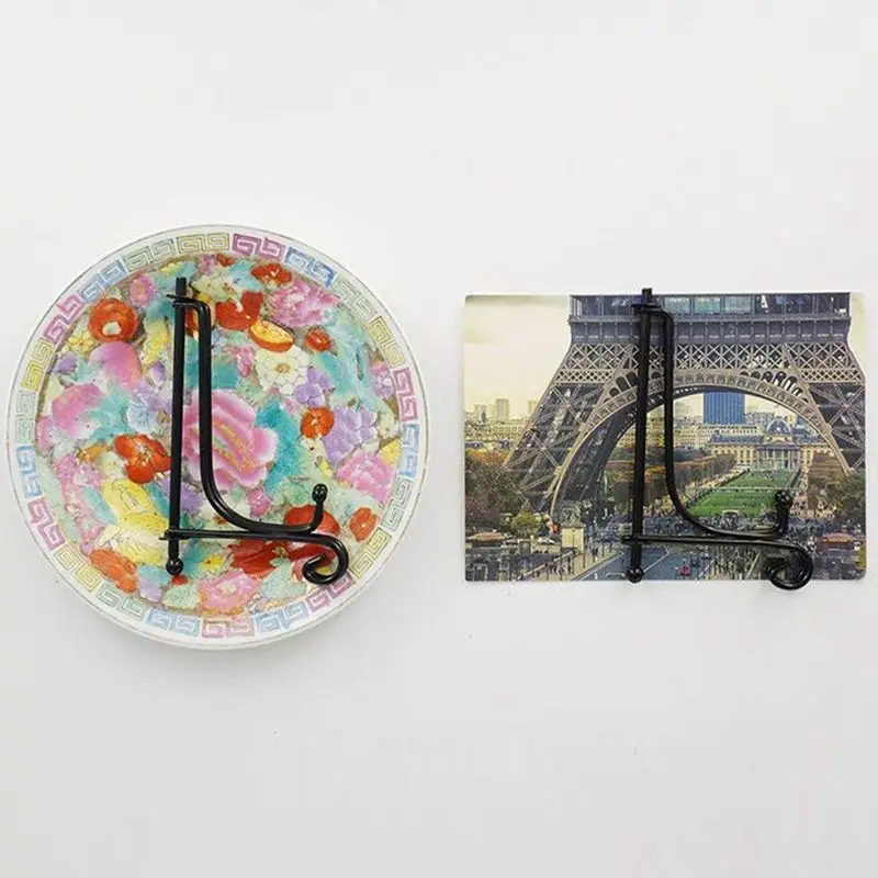 (4 pack)Iron Display Stand Black Iron Easel Plate Photo Holder Displays Picture Frames Cookbooks Decorative Pl | Дом и сад