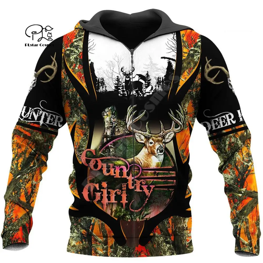 

Country Girl Hunter Deer Hunting Animal Camouflag Tattoo Pullover Tracksuit Sweatshirts Men/Women 3D printed Hoodies jacket S17