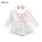 Детский кружевной комбинезон с длинным рукавом, на возраст 0-18 месяцев