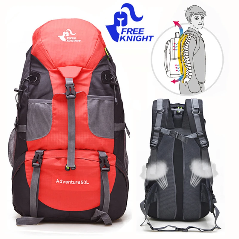 Бесплатный Рыцарь водонепроницаемый 50л рюкзак для мужчин и женщин походный