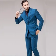 Traje de novio para hombre, traje de 3 piezas con solapa con muescas, conjunto de 1 botón para traje de reunión y cena (Blazer + chaleco + Pantalones) (3)