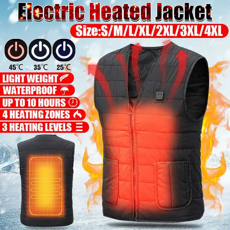 

Outdoor Camping Hiking Golf Electric Heating Vest Warming Jacket Washable Winter Warm Vest USB Charge Temperature Control