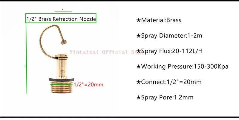 Латунный распылитель 20 шт рефракционная насадка 1/2 дюйма (Dn15) для полива газона и