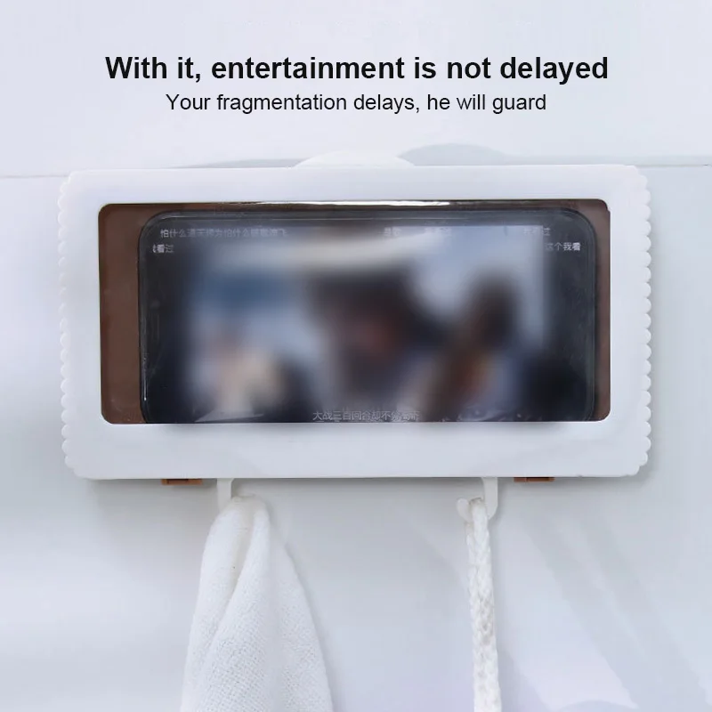 

Bathroom Waterproof Phone Holder Wall Mounted Touch Screen Phone Storage Box Protective Cover Kitchen Towel Holder Key Holder