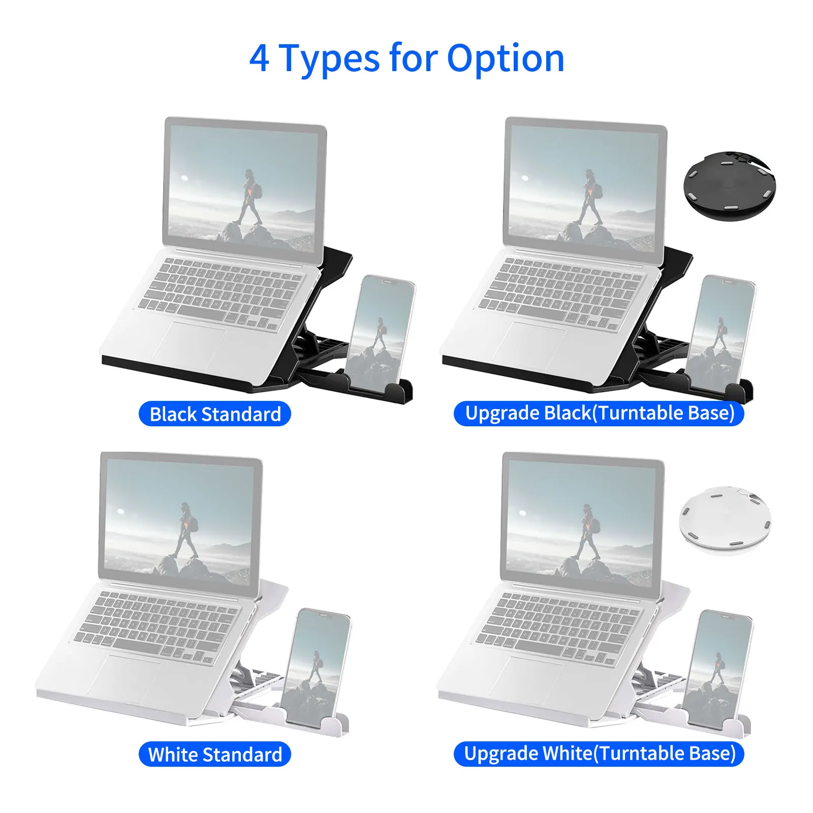 

Portable Laptop Riser Stand Foldable Desktop Laptop Holder with 8 Levels Height Adjustment Ergonomic Laptop Stand Bracket
