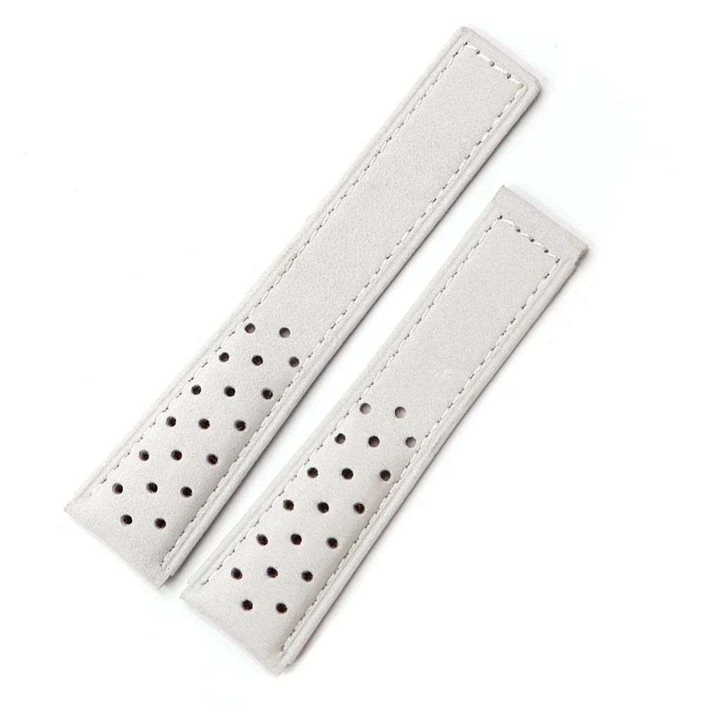 CARLYWET Watch Band 20 22mm Grey White Real Calf Leather Suede Strap VINTAGE Replacement Wrist Leather Watch Strap For Tag Heuer