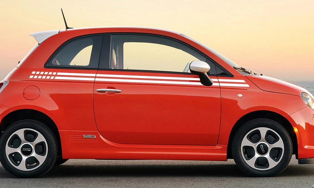 2 шт. для Fiat 500 автомобильные длинные боковые полосы наклейки Виниловая пленка Авто DIY Стайлинг декоративные наклейки автомобильные принадлежности для тюнинга