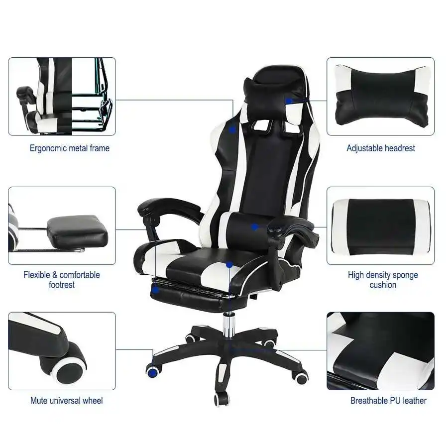

360 Swivel Degree Game Chair Adjustable E-sports Chair Ergonomic Office Lounge Chair Massage Waist Chair Electron Office Use