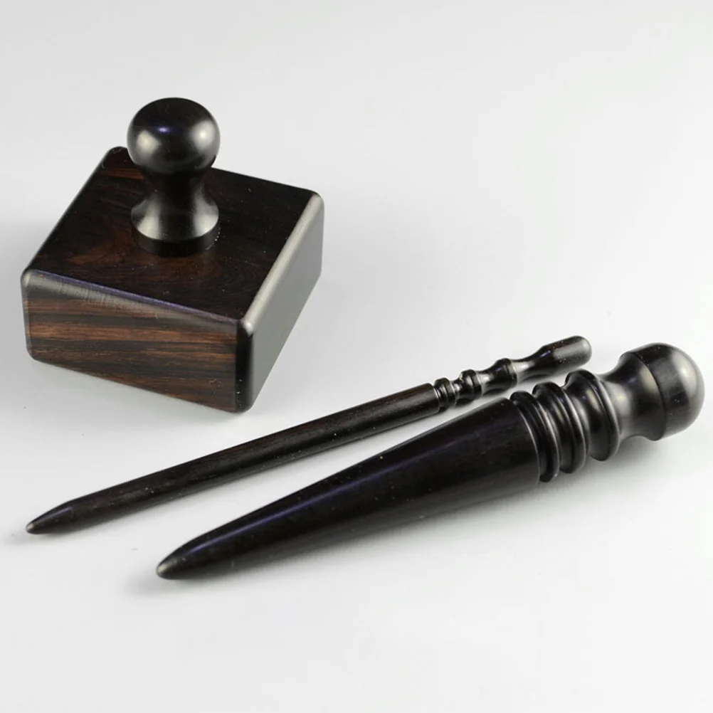 

2 шт. DIY черное дерево, искусственная кожа, ручной полированный стержень, кожаный инструмент