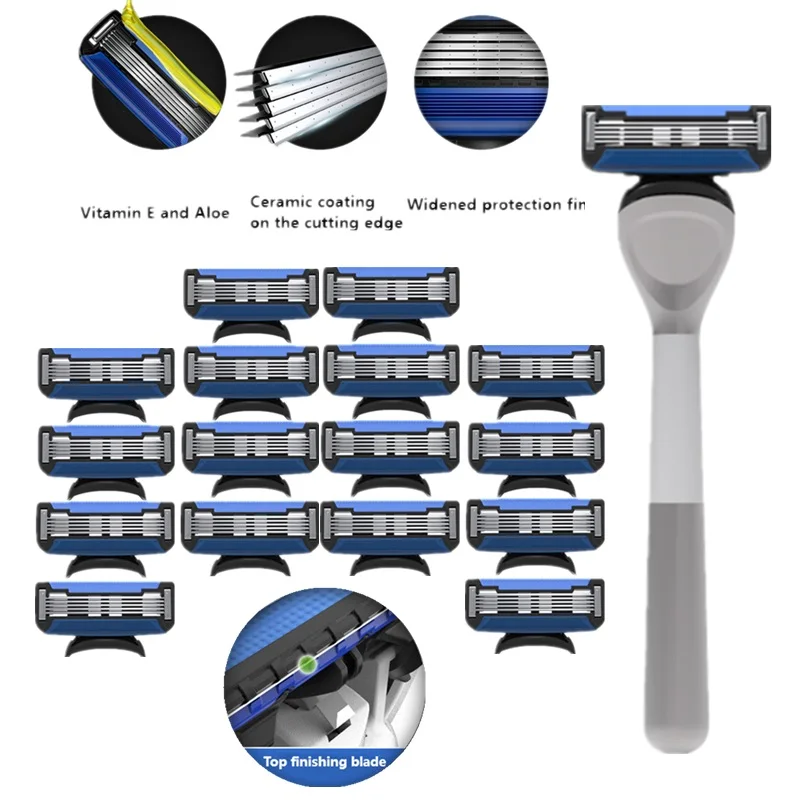 

Men Shaver Razor Blade 5 Layer Machine for Shaving Blades Metal Texture Hand Replacement Blade Fusion 5 USA Imported Blade