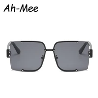 fashion square sunglasses women rimless trendy big rectangle sun glasses summer punk style uv400 black shades for men
