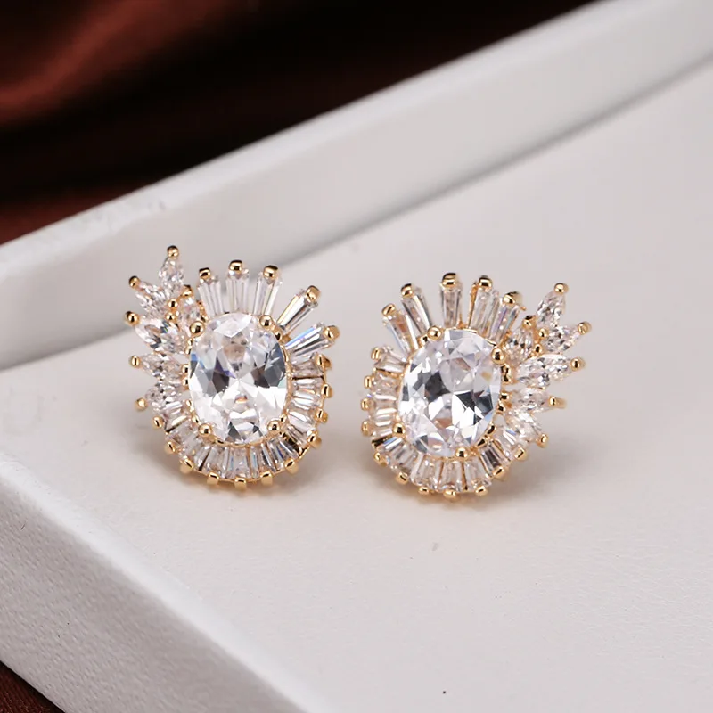 

DE219 Fashion Delicacy 4A Zircon Hip Hop Geometry Ear Stud GIRL'S Gift Party Banquet WOMEN'S Jewelry Earrings 2021