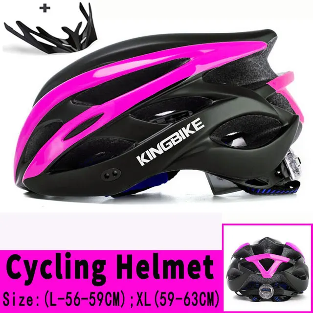A872-rose pink Велосипедный шлем KINGBIKE, козырек для мужчин и женщин, велосипедный шлем, задний светильник для горной дороги, велосипедный шлем Casco, цельнолитые велосипедные шлемы - Цвет: A872-rose pink