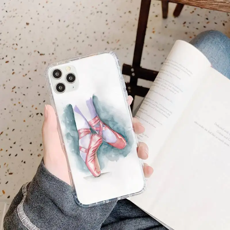 

Dance Ballet Girl Shoes Ballerina Phone Case Transparent soft For iphone 5 5s 5c se 6 6s 7 8 11 12 plus mini x xs xr pro max